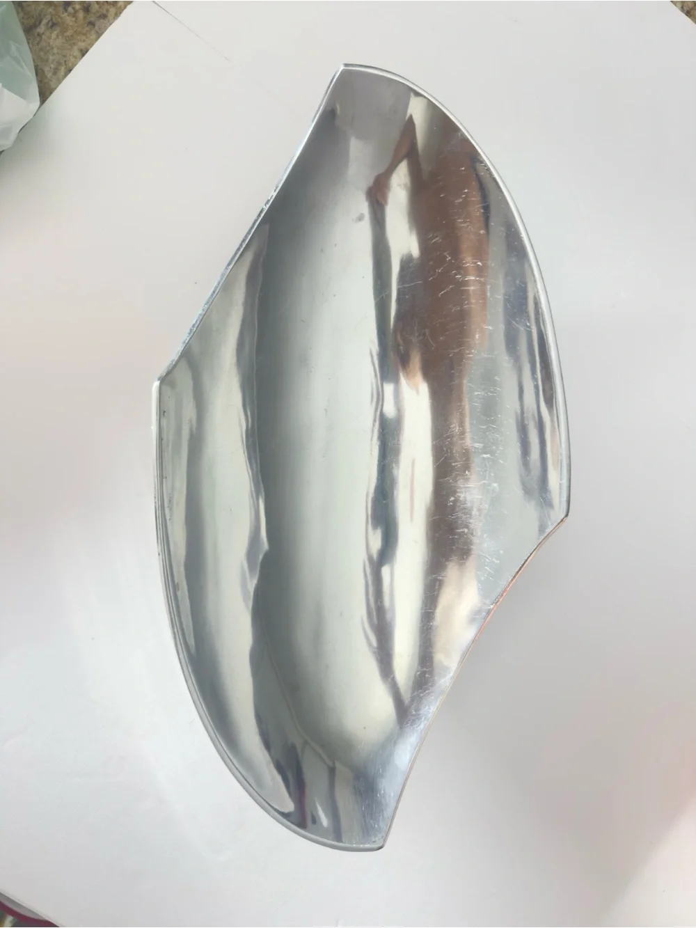 Contemporary Silver Sculptural Wall Mirror - Curved Organic Shape